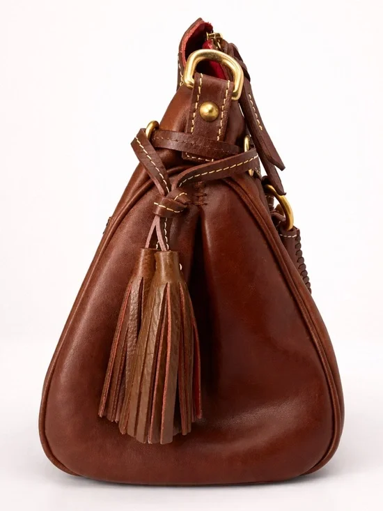 Dooney & Bourke Florentine Leather Tasseled Satchel Bag - Picture 4 of 14